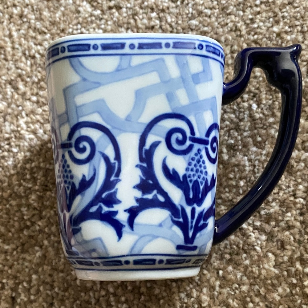 Bombay White and Blue Ceramic Square Coffee Cup